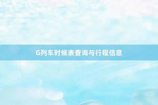 G列车时候表查询与行程信息